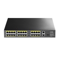 FS1026PS1, 24-Port 10/100M PoE+ Switch with 2 Gigabit Uplink Ports and 1 SFP Slot